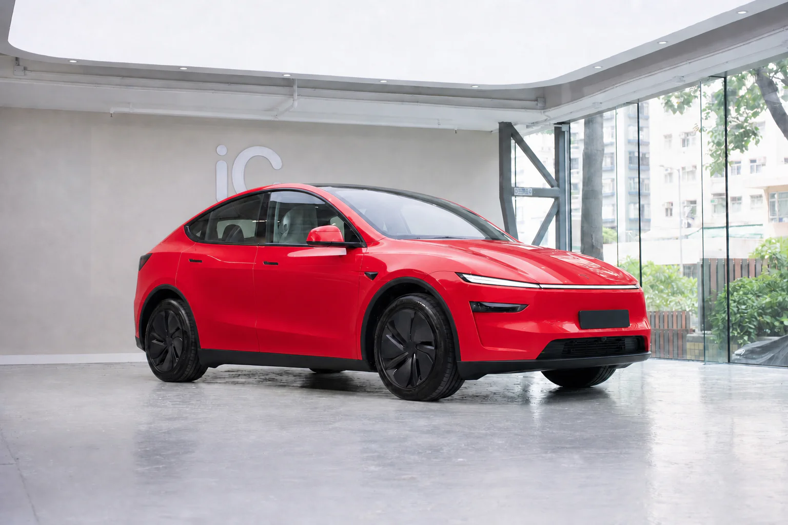 Strawberry Red Tesla Model Y 模擬效果