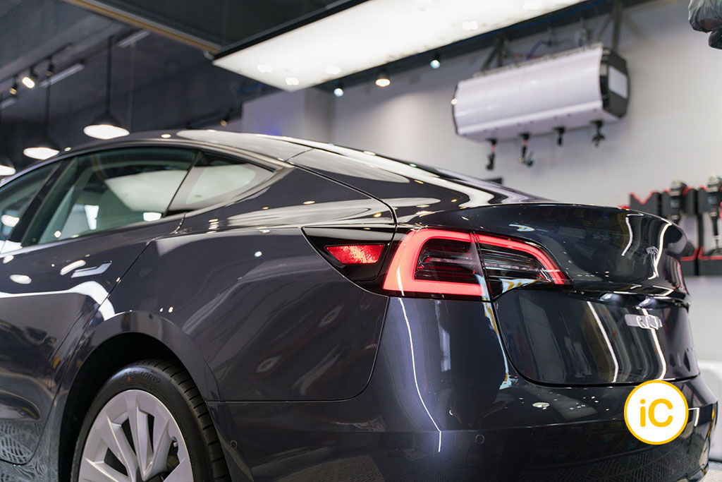 Tesla Model 3 Midnight Silver Metallic 透明 PPF 施工作品