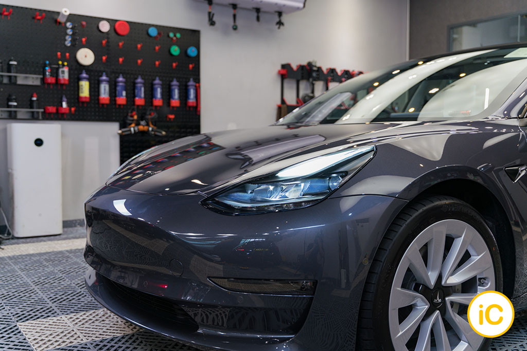 Tesla Model 3 Midnight Silver Metallic 透明 PPF 施工作品