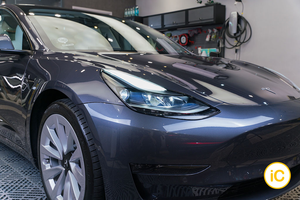Tesla Model 3 Midnight Silver Metallic 透明 PPF 施工作品