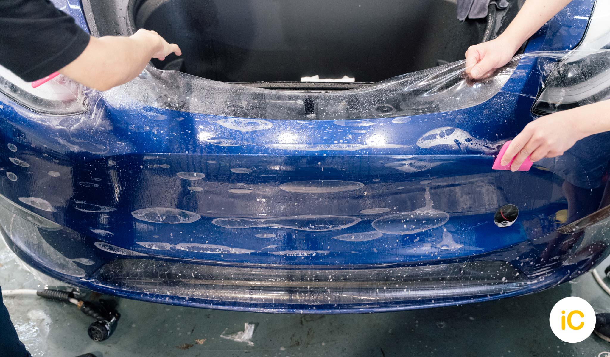 Tesla Model Y 深藍 透明 PPF 施工作品