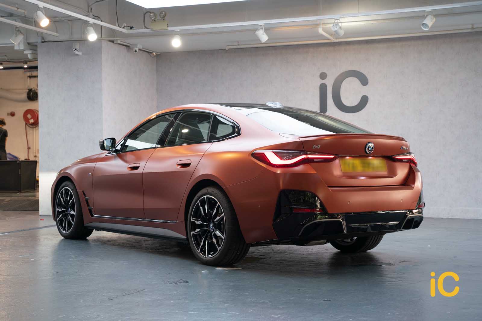 BMW i4 Sunset Orange 透明 PPF 施工作品
