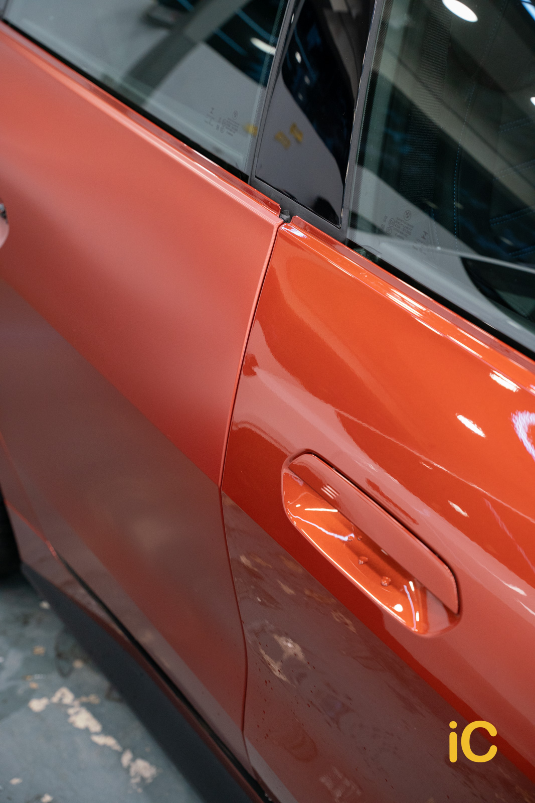 BMW i4 Sunset Orange 透明 PPF 施工作品